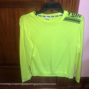 XS neon yellow VS PINK crew neck